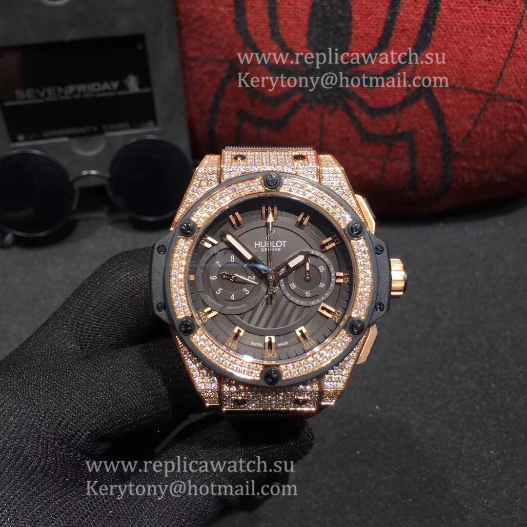 NEW Replica Hublot Big Bang King Power Foudroyante Gold 715.PX.1128.RX HBB V6F Rose Gold & D1am0nds Chocolate Dial 7750 NEW Replica Hublot Big Bang King Power Foudroyante Gold 715.PX.1128.RX HBB V6F Rose Gold & D1am0nds Chocolate Dial 7750