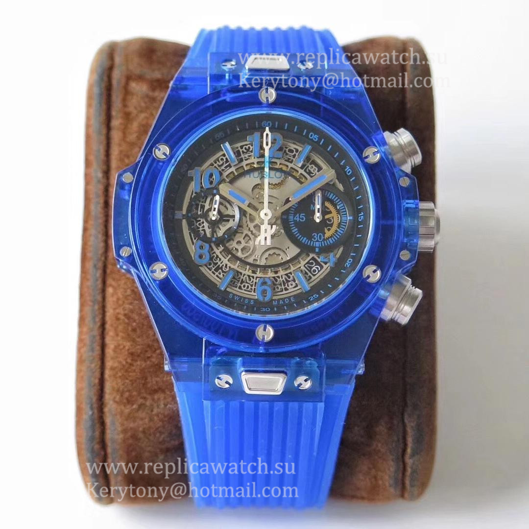 High Quality Hublot Big Bang Unico Blue Sapphire 411.JL.4809.RT OXF Blue Sapphire Crystal Skeleton Dial HUB1242 High Quality Hublot Big Bang Unico Blue Sapphire 411.JL.4809.RT OXF Blue Sapphire Crystal Skeleton Dial HUB1242