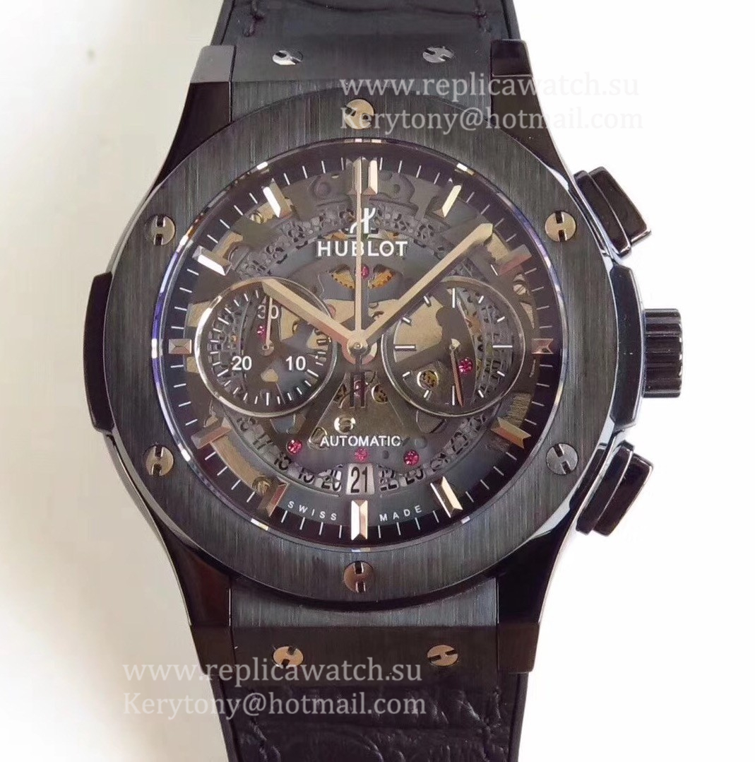 Perfect Replica Hublot Classic Fusion Aerofusion Chrono Black Magic 525.CM.0170.RX HBB V6F Ceramic Black Skeleton Dial 7750 Perfect Replica Hublot Classic Fusion Aerofusion Chrono Black Magic 525.CM.0170.RX HBB V6F Ceramic Black Skeleton Dial 7750