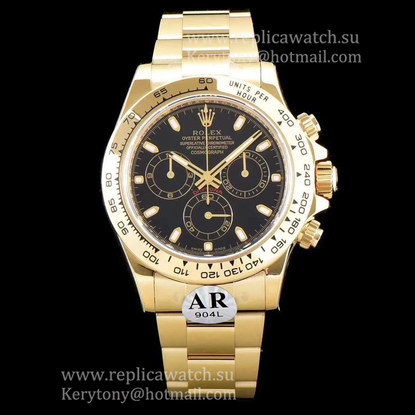 High Quality R01ex Daytona 116508 ARF V2 SS 904L & Yellow Gold Platted Black Dial 4130 High Quality R01ex Daytona 116508 ARF V2 SS 904L & Yellow Gold Platted Black Dial 4130