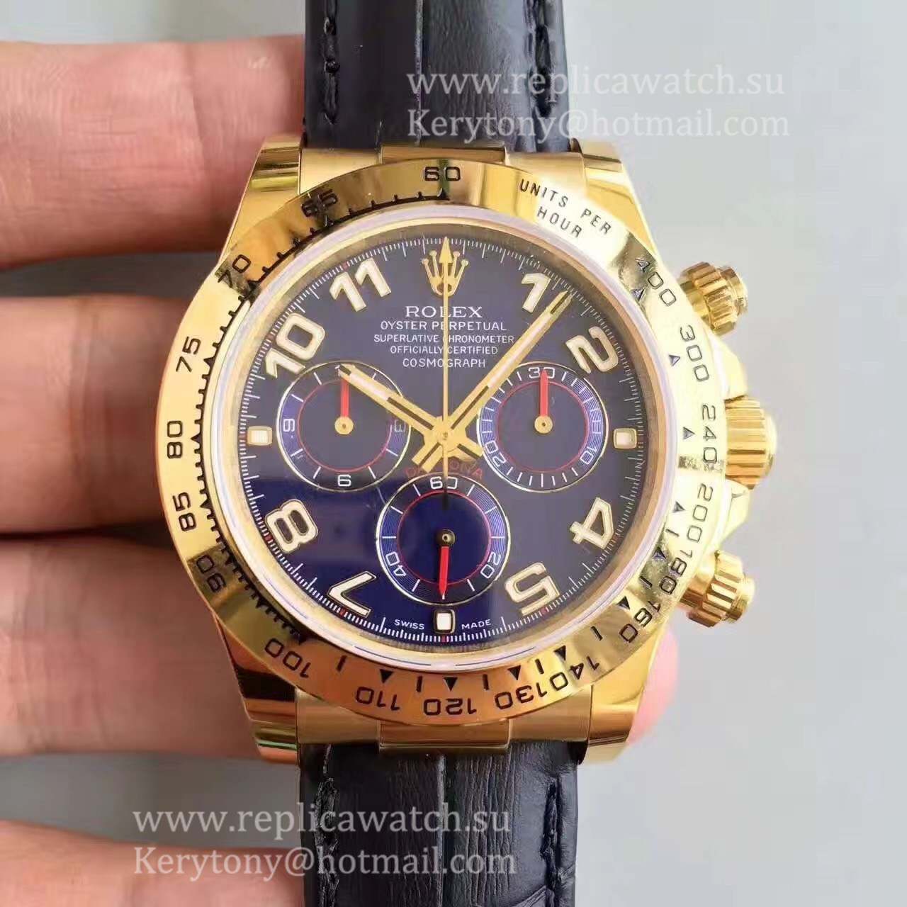 NEW Replica R01ex Daytona 116518 JHF Yellow Gold Blue Dial 4130 NEW Replica R01ex Daytona 116518 JHF Yellow Gold Blue Dial 4130