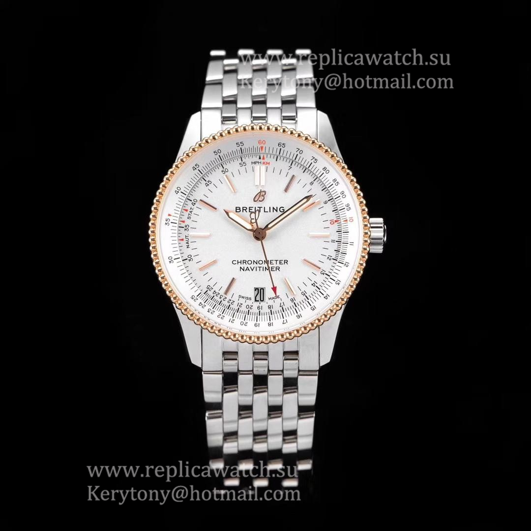 Perfect Replica Breitling Navitimer 1 Automatic 38mm KORF SS & Rose Gold White Dial 2824 (Free Leather Strap) Perfect Replica Breitling Navitimer 1 Automatic 38mm KORF SS & Rose Gold White Dial 2824 (Free Leather Strap)