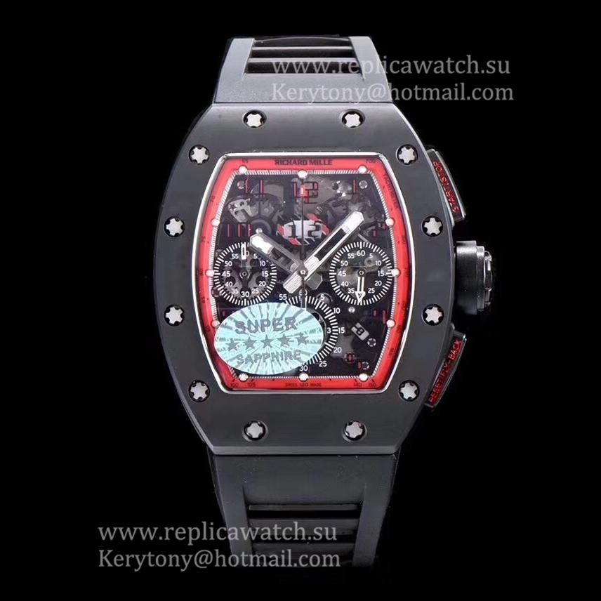 Fake Richard Mille RM011 Felipe Massa Chrono Limited Edition KVF Ceramic Red Skeleton Dial 7750 Fake Richard Mille RM011 Felipe Massa Chrono Limited Edition KVF Ceramic Red Skeleton Dial 7750