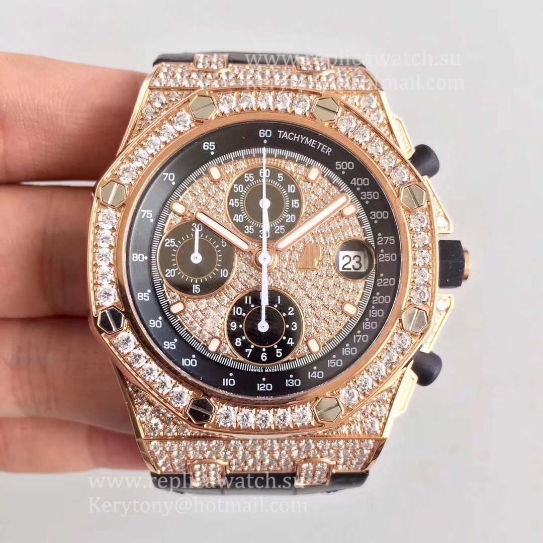 Perfect Replica Audemars Royal Oak Offshore 26067OR.ZZ.D002CR.01 JF V3 Rose Gold & D1am0nds D1am0nd Dial 7750 Perfect Replica Audemars Royal Oak Offshore 26067OR.ZZ.D002CR.01 JF V3 Rose Gold & D1am0nds D1am0nd Dial 7750