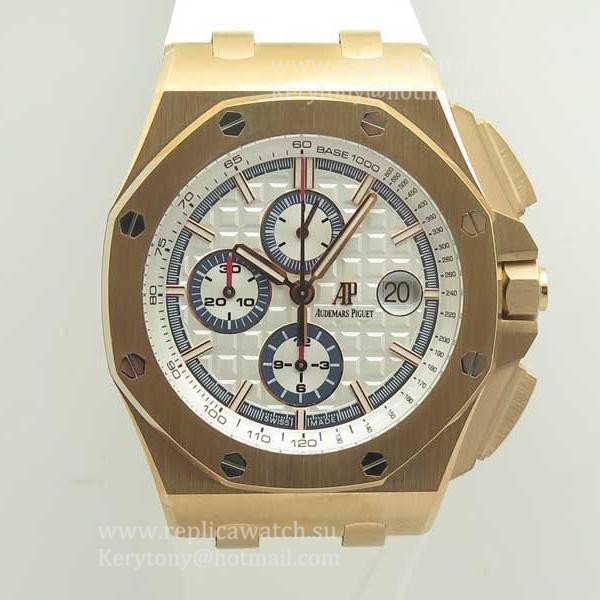 Fake Audemars P1g*et Royal Oak Offshore Chrono 2017 26408OR.OO.A010CA.01 JF V2 Rose Gold White Dial 3126 Fake Audemars P1g*et Royal Oak Offshore Chrono 2017 26408OR.OO.A010CA.01 JF V2 Rose Gold White Dial 3126