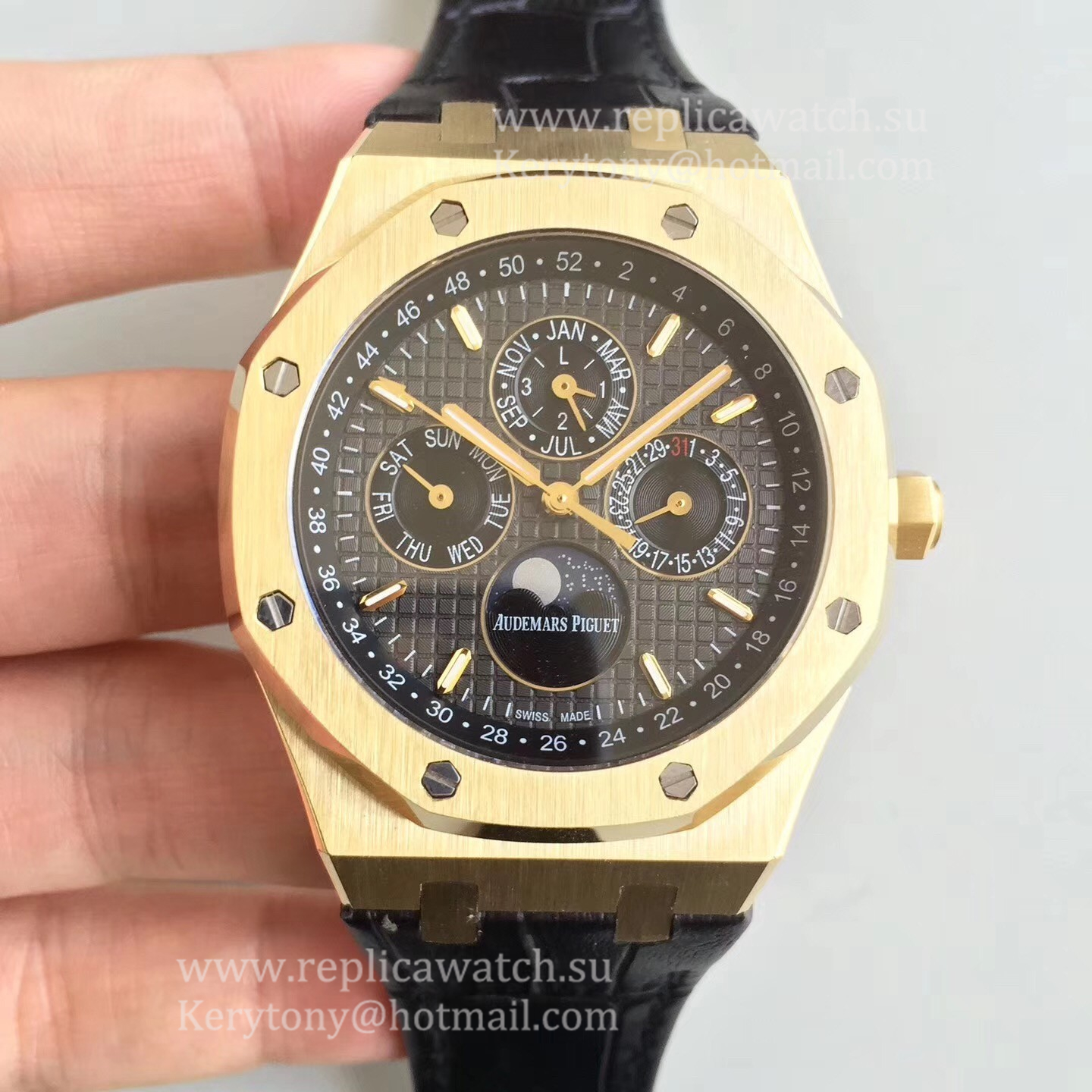 Fake Audemars P1g*et Royal Oak Perpetual Calendar 41mm 26574BA.OO.1220BA.01 BF Yellow Gold Black Dial 5134 Fake Audemars P1g*et Royal Oak Perpetual Calendar 41mm 26574BA.OO.1220BA.01 BF Yellow Gold Black Dial 5134