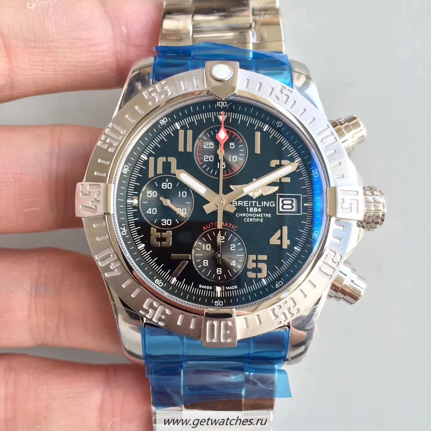 Replica Breitling Avenger II Automatic Chrono GF SS Black Dial 7750 Replica Breitling Avenger II Automatic Chrono GF SS Black Dial 7750