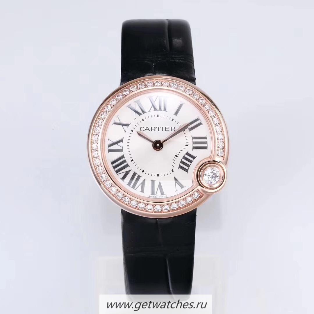 Perfect Replica Ca*t1er Ballon Blanc 30mm WJBL0005 PF Rose Gold & D1am0nds Silver Dial Ronda Quartz Perfect Replica Ca*t1er Ballon Blanc 30mm WJBL0005 PF Rose Gold & D1am0nds Silver Dial Ronda Quartz