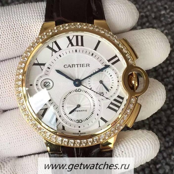 Perfect Replica Ca*t1er Ballon Bleu Chrono Yellow Gold & D1am0nds White Dial 7750 Perfect Replica Ca*t1er Ballon Bleu Chrono Yellow Gold & D1am0nds White Dial 7750