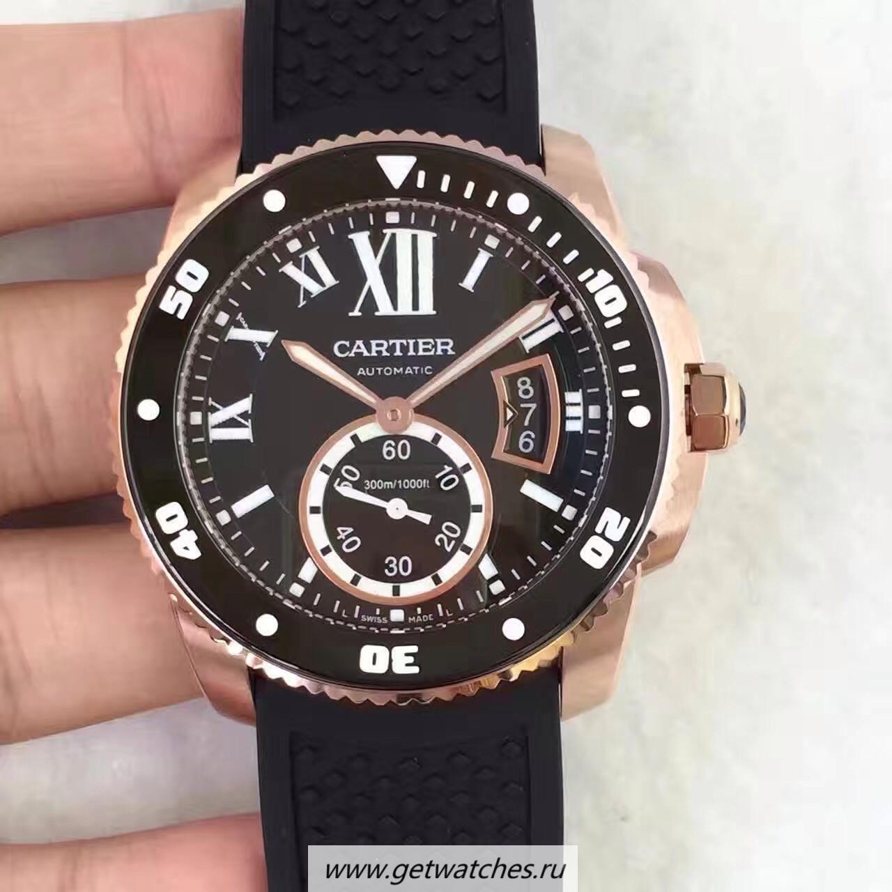 NEW Replica Ca*t1er Calibre Diver W7100052 42mm TF Rose Gold Black Dial M9015 NEW Replica Ca*t1er Calibre Diver W7100052 42mm TF Rose Gold Black Dial M9015