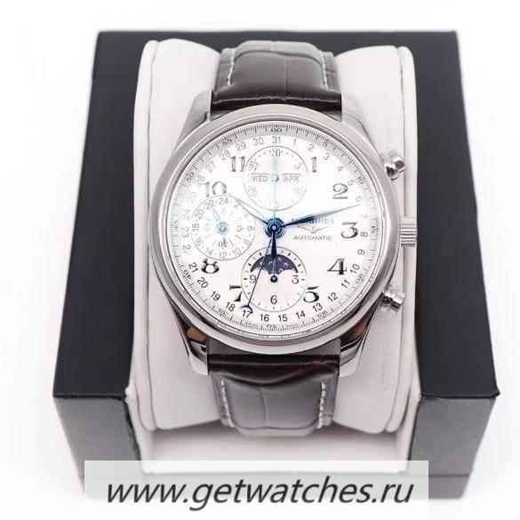 NEW Replica Longines Master Collection Moonphase Chrono GLF SS White Dial Leather Strap 7751 NEW Replica Longines Master Collection Moonphase Chrono GLF SS White Dial Leather Strap 7751
