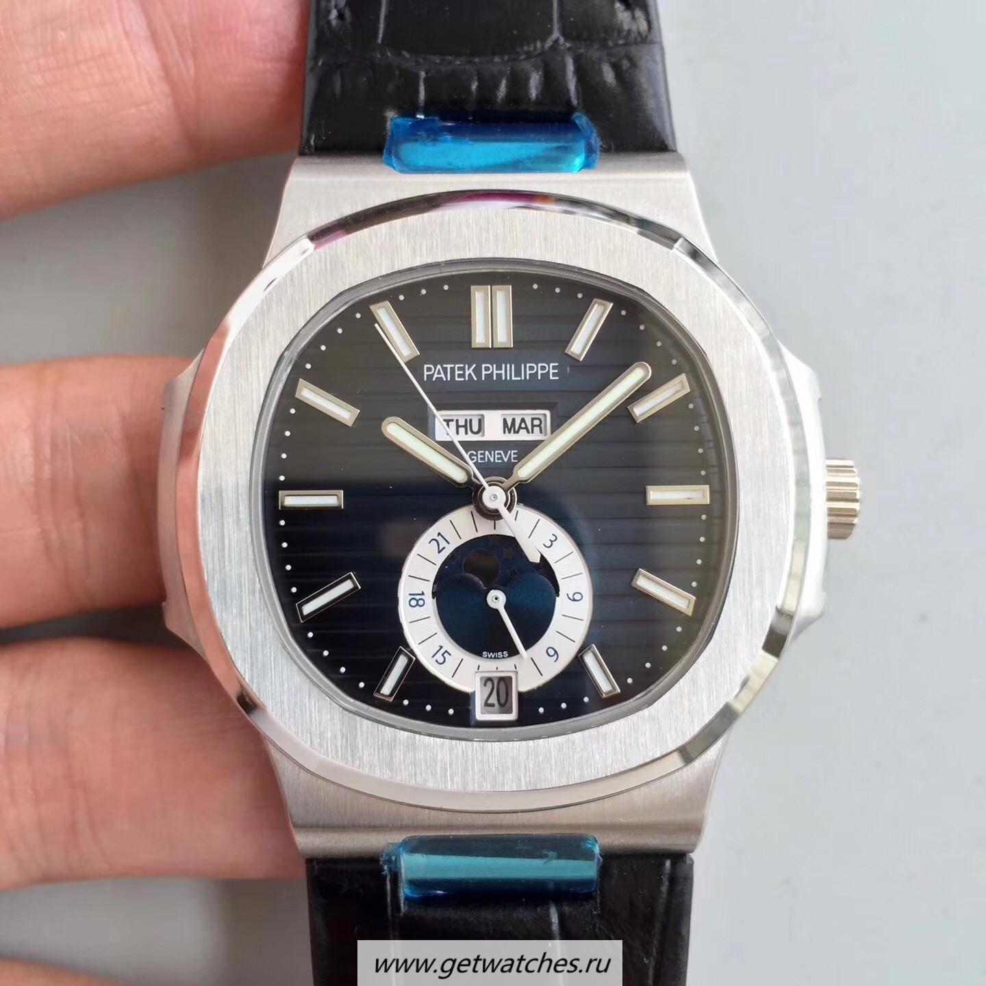 High Quality Pat*k Phi1i*pe Nautilus Annual Calendar Moonphase 5726A KMF V2 SS Blue Dial 324 S QA LU 24H/303 High Quality Pat*k Phi1i*pe Nautilus Annual Calendar Moonphase 5726A KMF V2 SS Blue Dial 324 S QA LU 24H/303