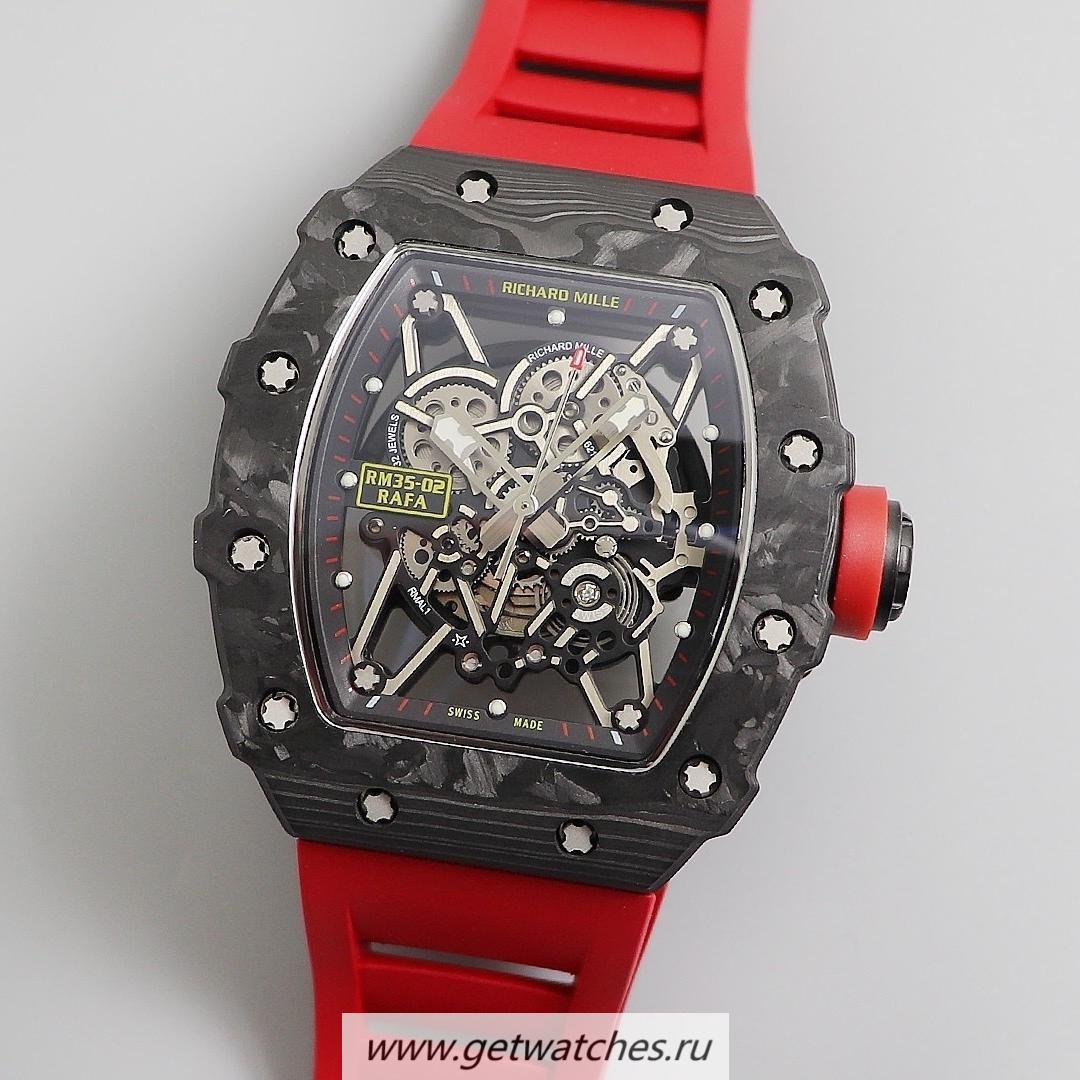 Replica Richard Mille RM035-02 Rafa Nadal KVF V3 Forged Carbon Black Dial Red Strap M8215 Replica Richard Mille RM035-02 Rafa Nadal KVF V3 Forged Carbon Black Dial Red Strap M8215