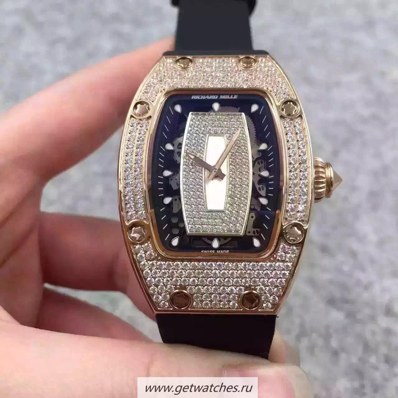 Copy Richard Mille RM07 Ladies Rose Gold & D1am0nds Black & D1am0nds Dial M6T51 Copy Richard Mille RM07 Ladies Rose Gold & D1am0nds Black & D1am0nds Dial M6T51