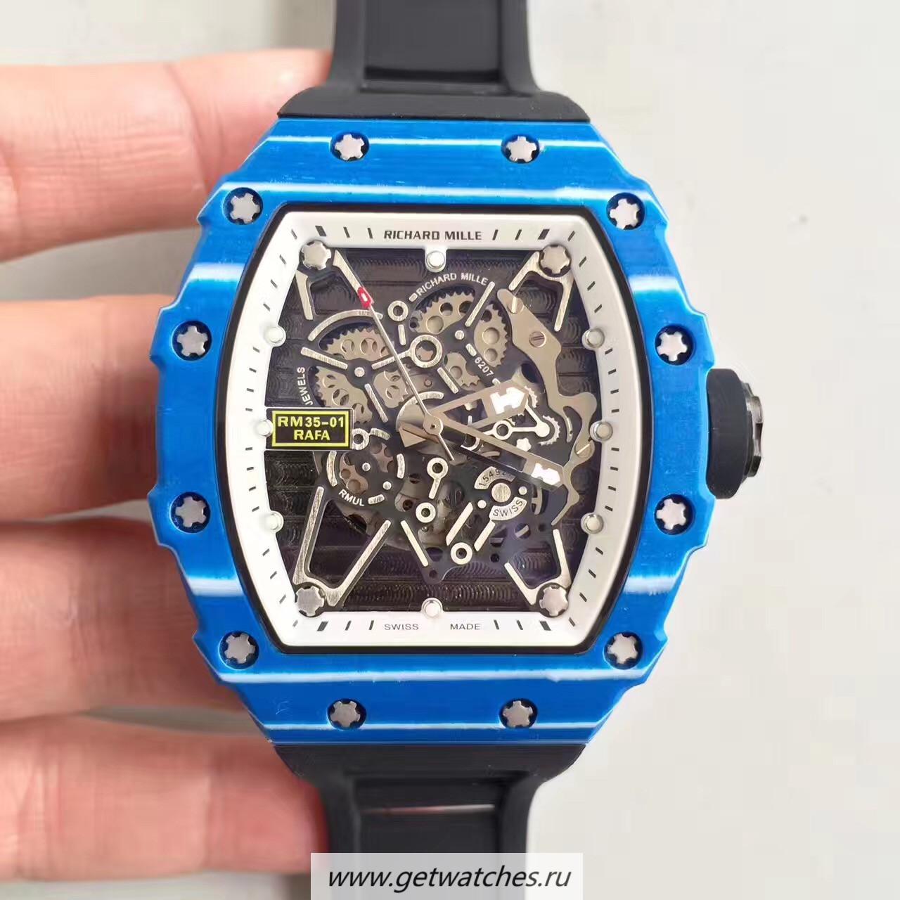 Best Price Richard Mille RM35-01 Rafael Nadal KVF Blue Forged Carbon White & Skeleton Dial M6T51 Best Price Richard Mille RM35-01 Rafael Nadal KVF Blue Forged Carbon White & Skeleton Dial M6T51
