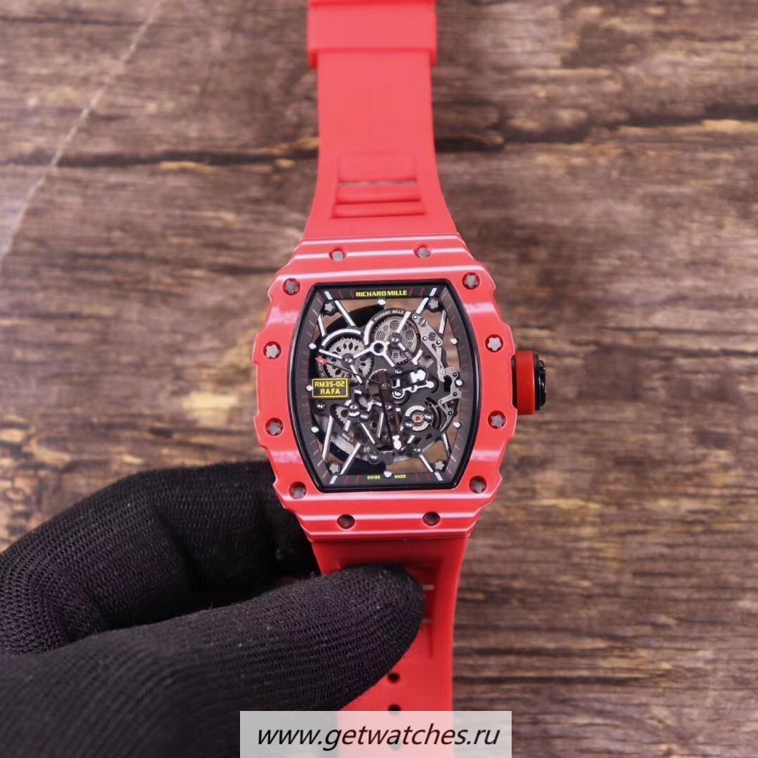 NEW Replica Richard Mille RM35-02 Rafael Nadal KVF Red & White Forged Carbon Skeleton Dial M8215 NEW Replica Richard Mille RM35-02 Rafael Nadal KVF Red & White Forged Carbon Skeleton Dial M8215