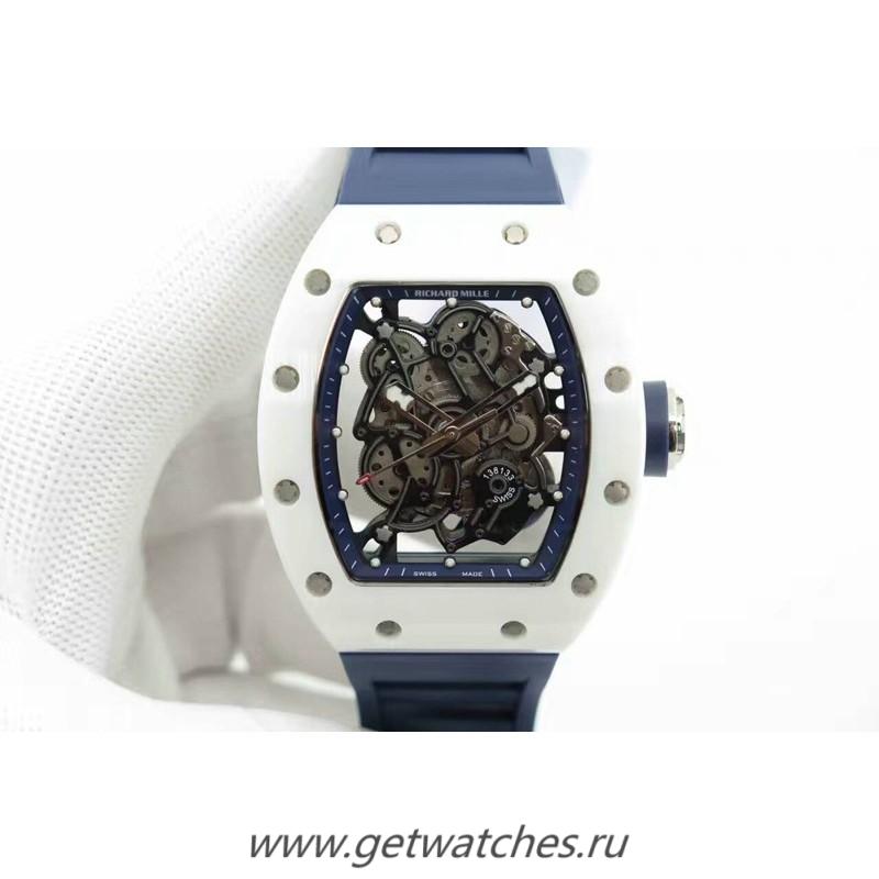 Best Price Richard Mille RM55 White Ceramic Blue Skeleton Dial M8215 Best Price Richard Mille RM55 White Ceramic Blue Skeleton Dial M8215