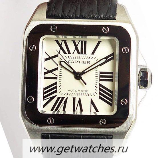 Replica Ca*t1er Santos 100 Midsize SS White Dial 2836